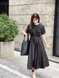  Đầm nữ xếp ly vải poplin 