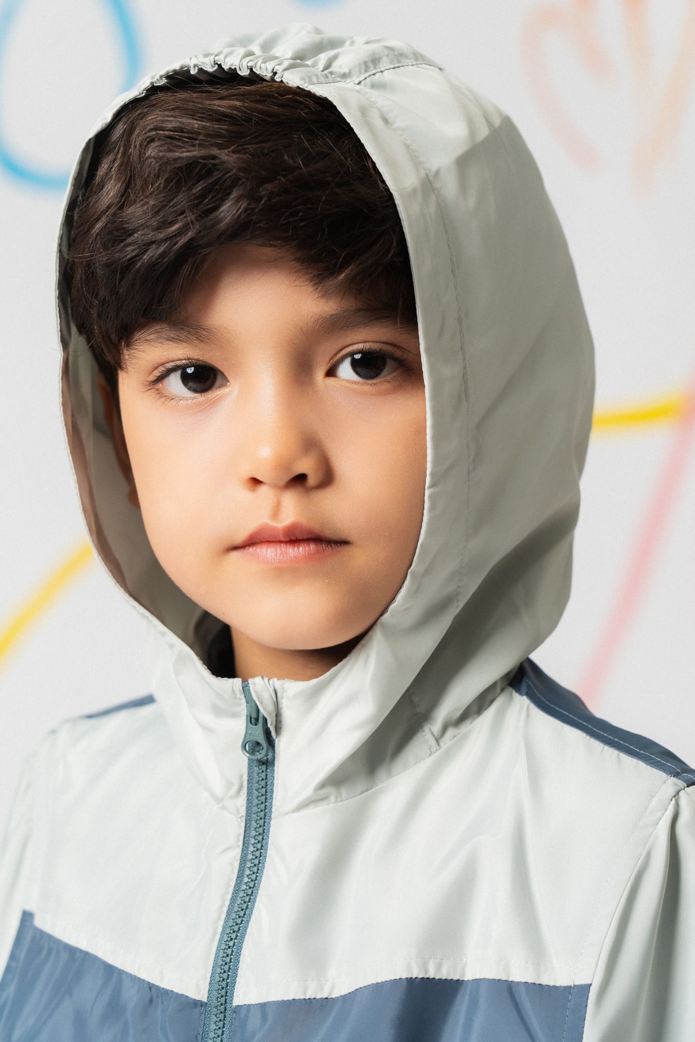  Áo khoác gió hai lớp unisex trẻ em phối màu có mũ 
