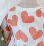  Bộ quần áo Unisex trẻ em vải rib dáng lửng có bo cổ 