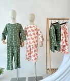  Bộ quần áo Unisex trẻ em vải rib dáng lửng có bo cổ 