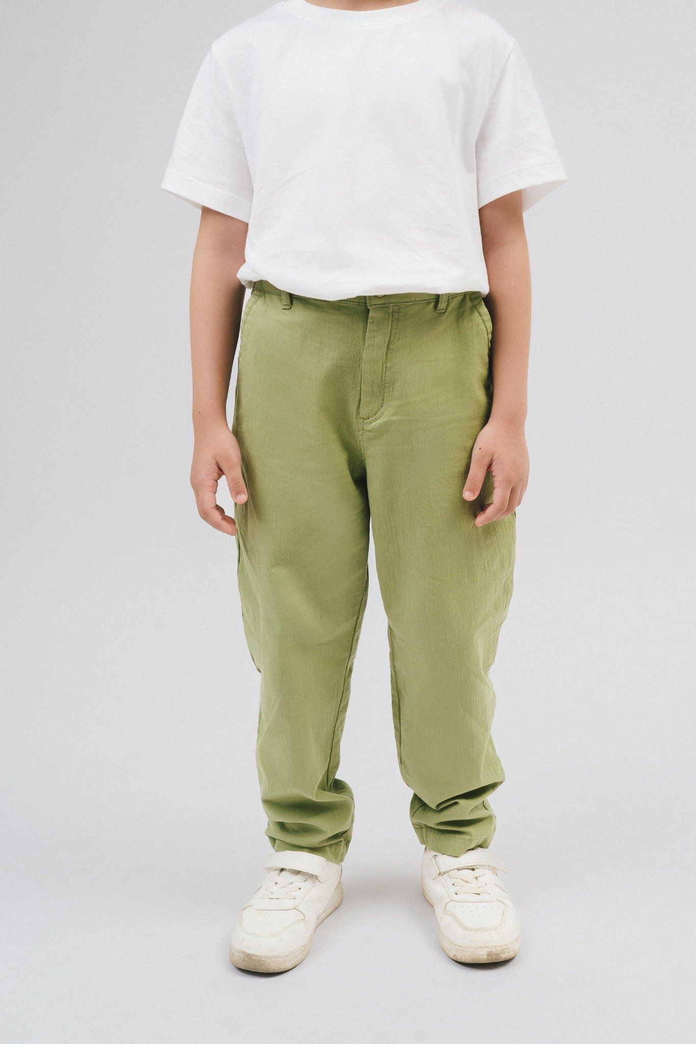  Quần dài bé trai vải khaki cạp chun 