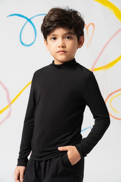  Áo phông cao cổ unisex trẻ em vải Ecovero 