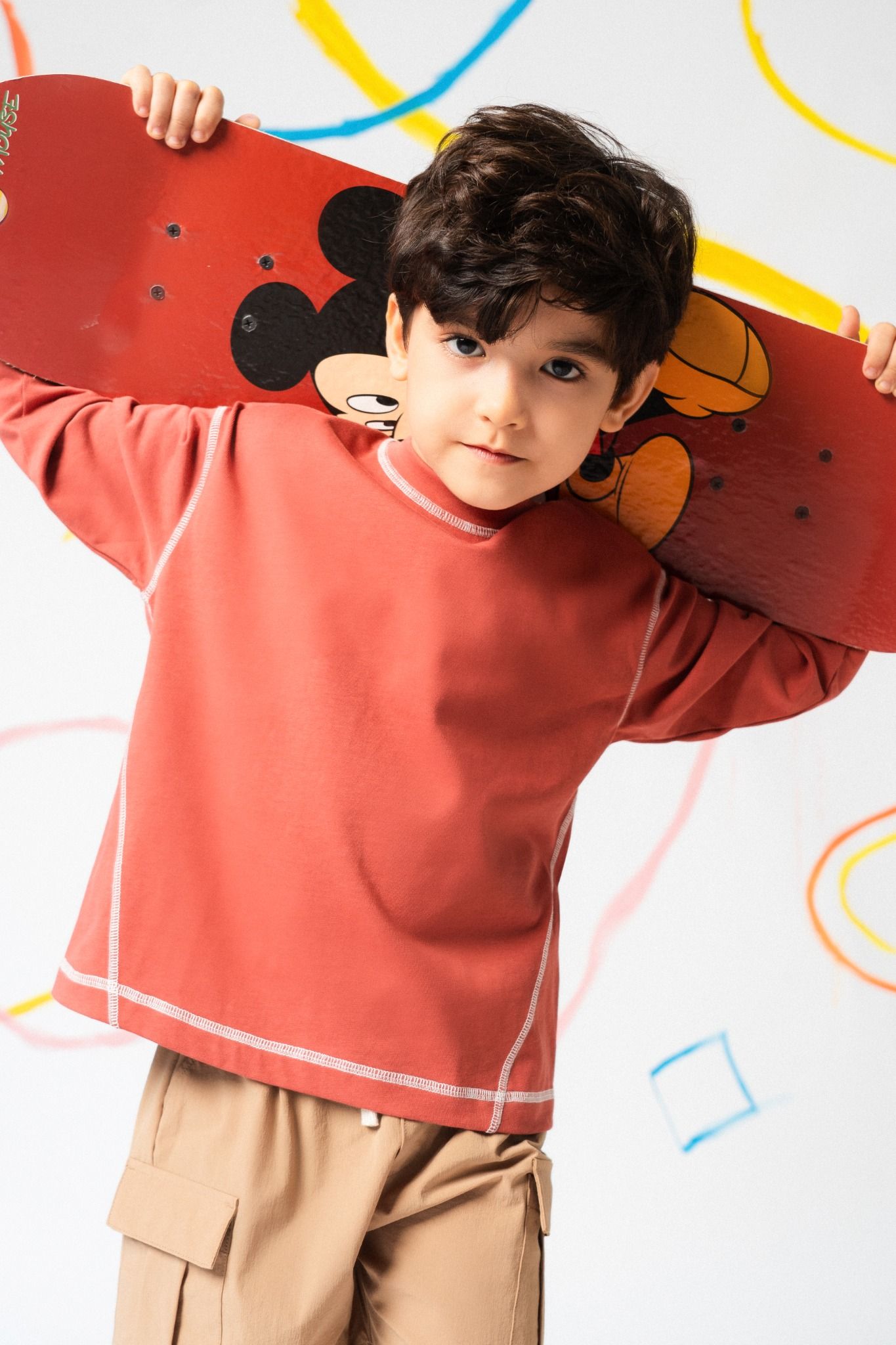  Áo phông dài tay unisex trẻ em chần chỉ nổi 