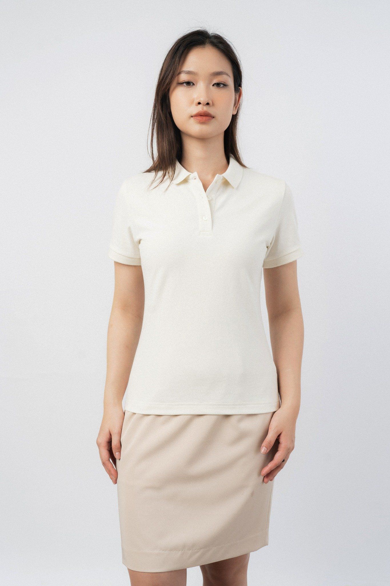  Áo polo nữ dáng ôm vải pique 