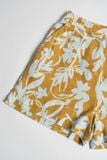  Quần shorts vải linen hoạ tiết hoa lá 