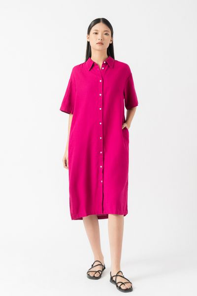  Đầm sơ mi vải linen 