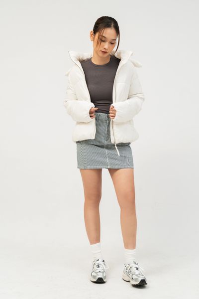  Áo khoác nữ chần bông có mũ 