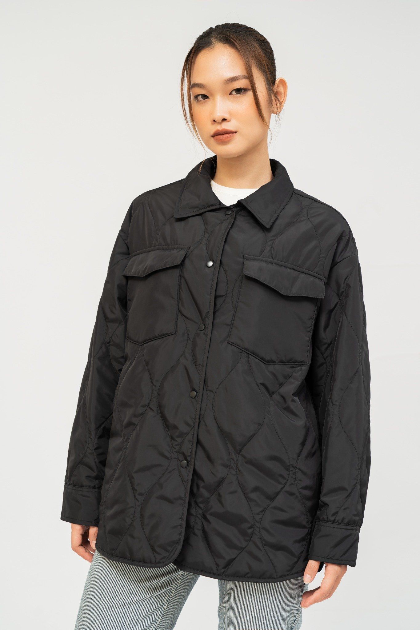  Áo khoác nữ lót bông túi ngực 