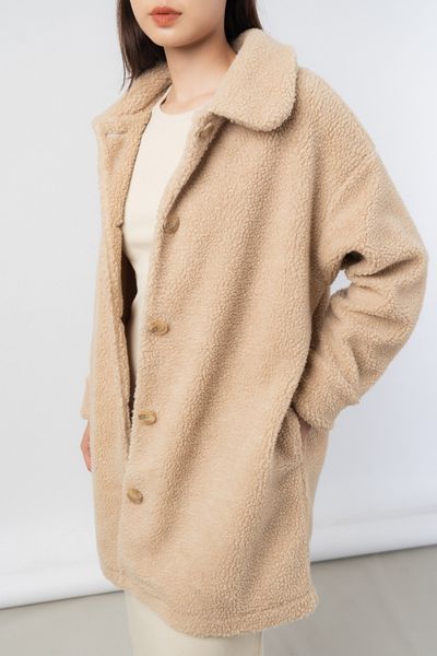  Áo khoác nữ dáng rộng giả lông cừu 