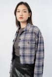  Áo sơ mi nữ flannel kẻ túi ngực 