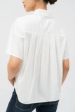  Áo sơ mi nữ ngắn tay dáng hộp vải poplin nhăn 