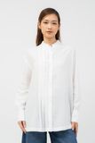  Áo sơ mi nữ cổ trụ xếp ly thân trước vải tencel 