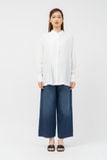  Áo sơ mi nữ cổ trụ xếp ly thân trước vải tencel 