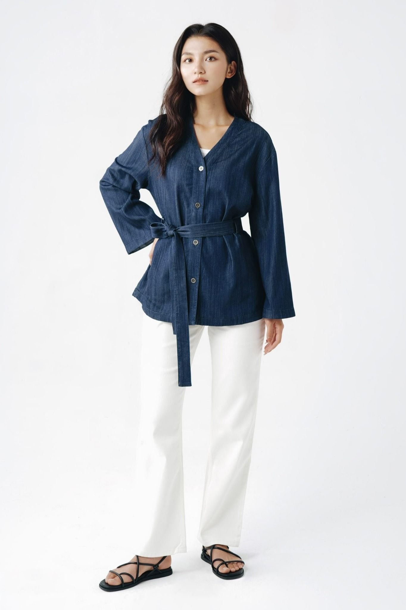  Áo denim nữ dáng kimono 