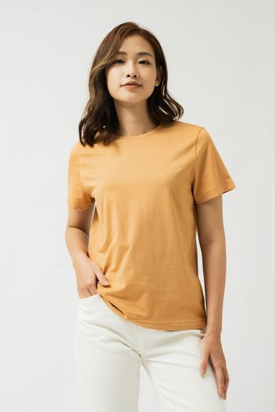  Áo phông nữ ngắn tay dáng vừa vải cotton hữu cơ 