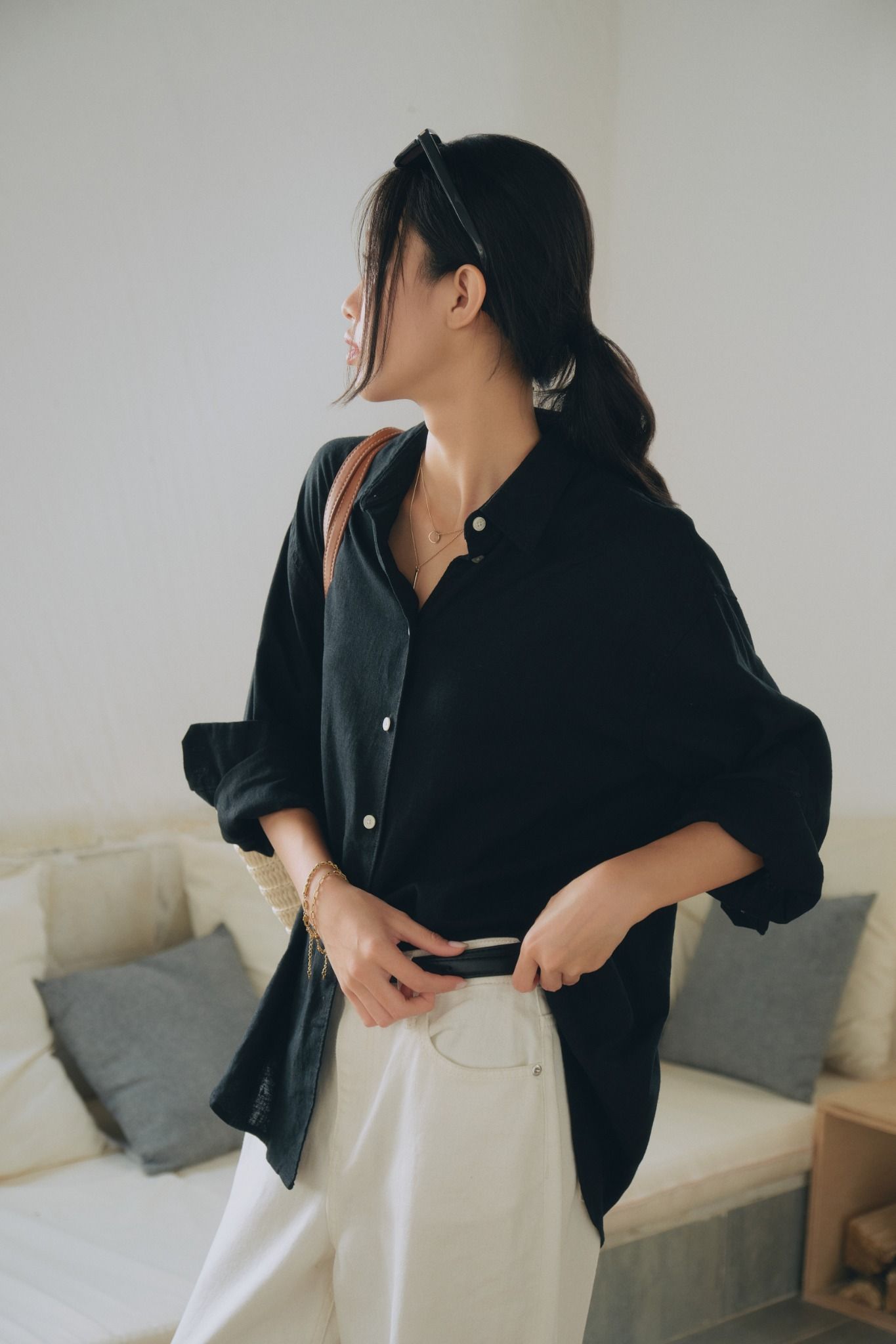  Áo sơ mi Nữ vải Linen dáng Regular 