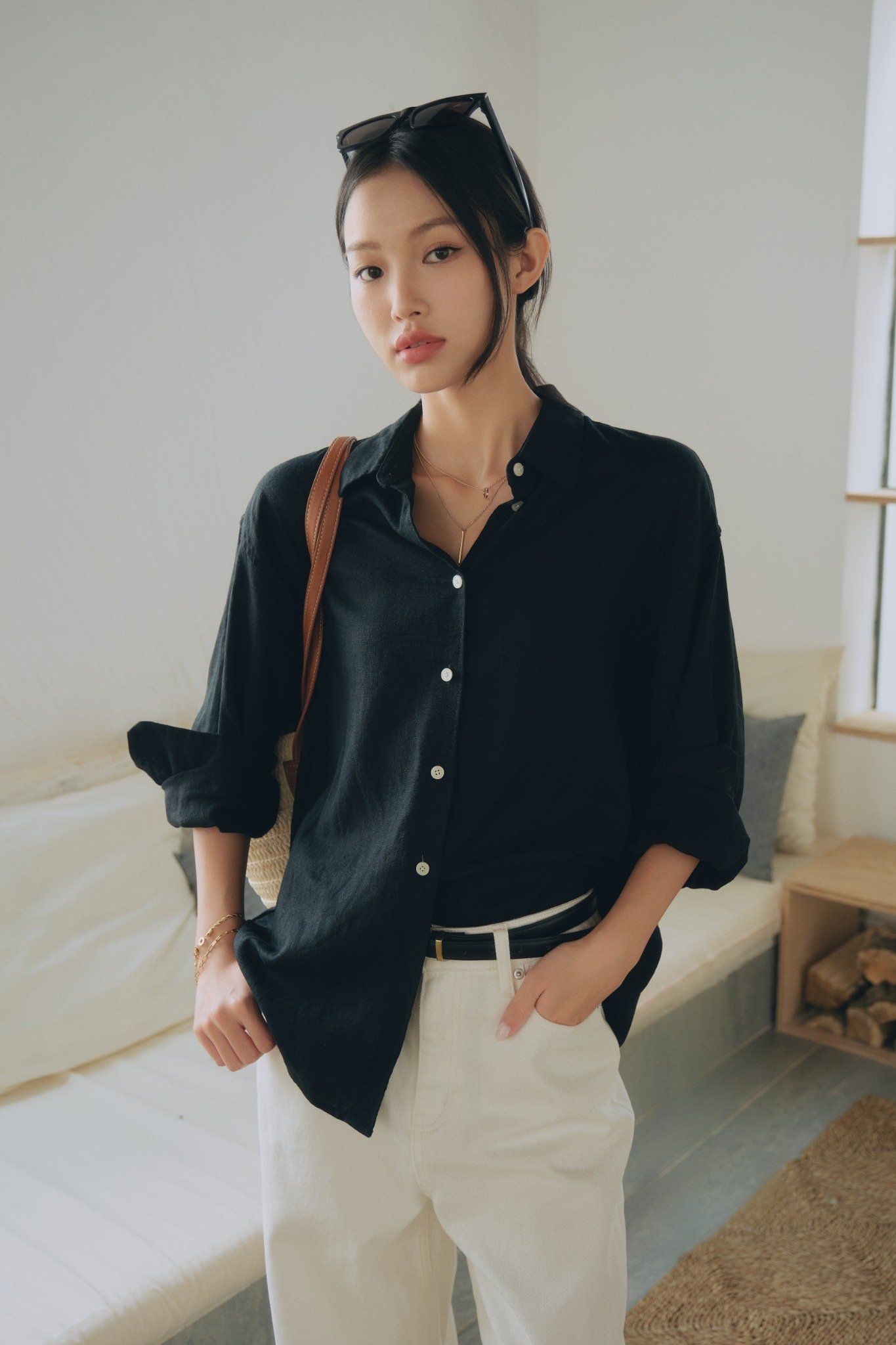  Áo sơ mi Nữ vải Linen dáng Regular 