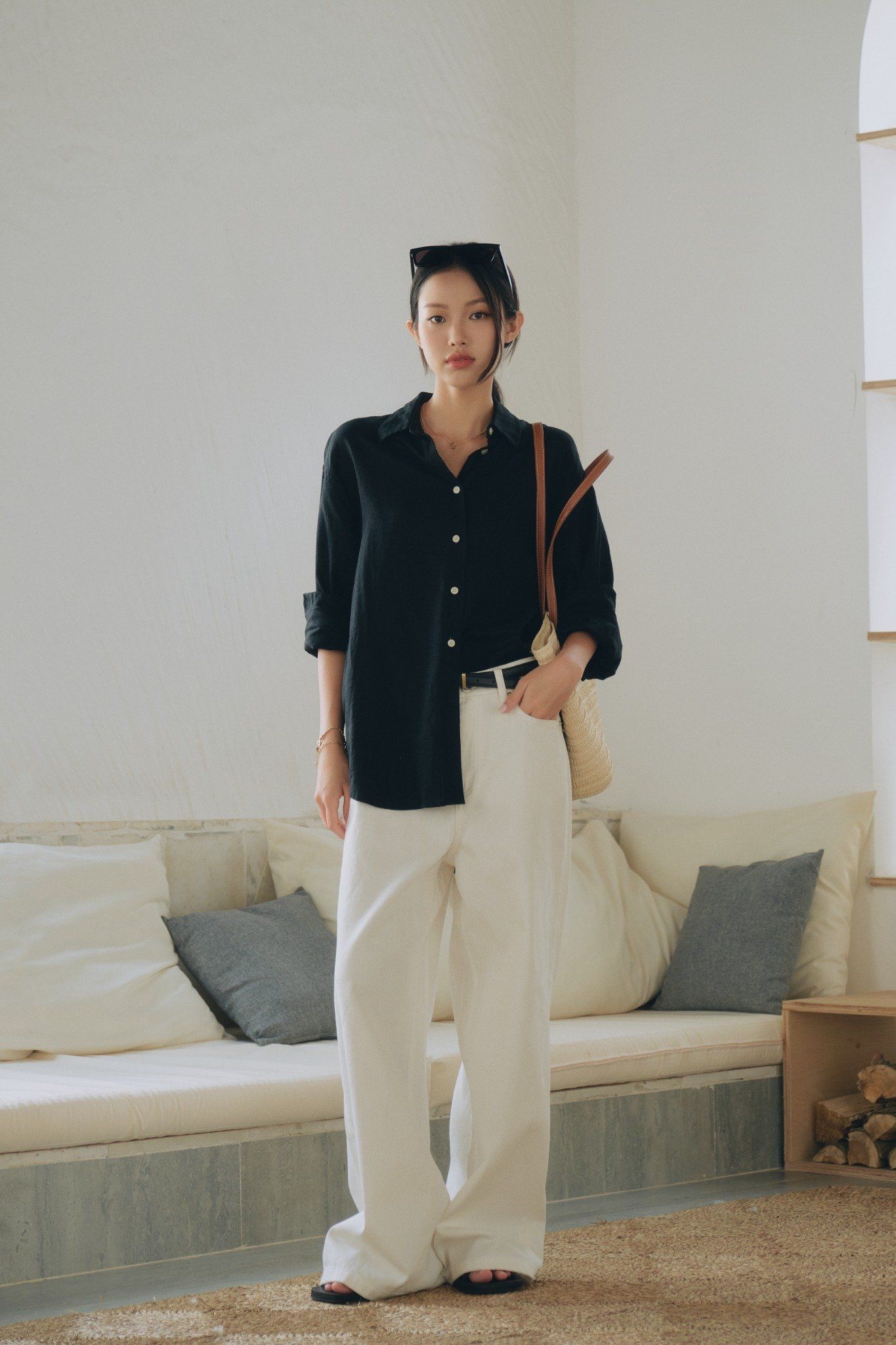  Áo sơ mi Nữ vải Linen dáng Regular 