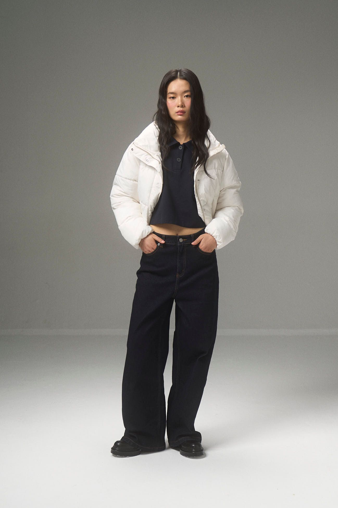  Quần jeans nữ dáng wideleg Raw 