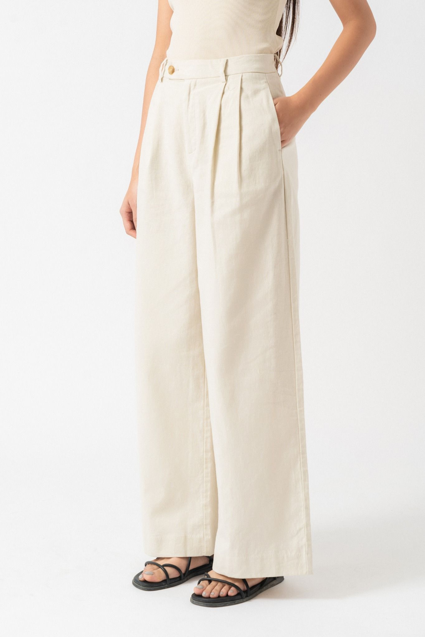  Quần nữ  ống rộng linen 