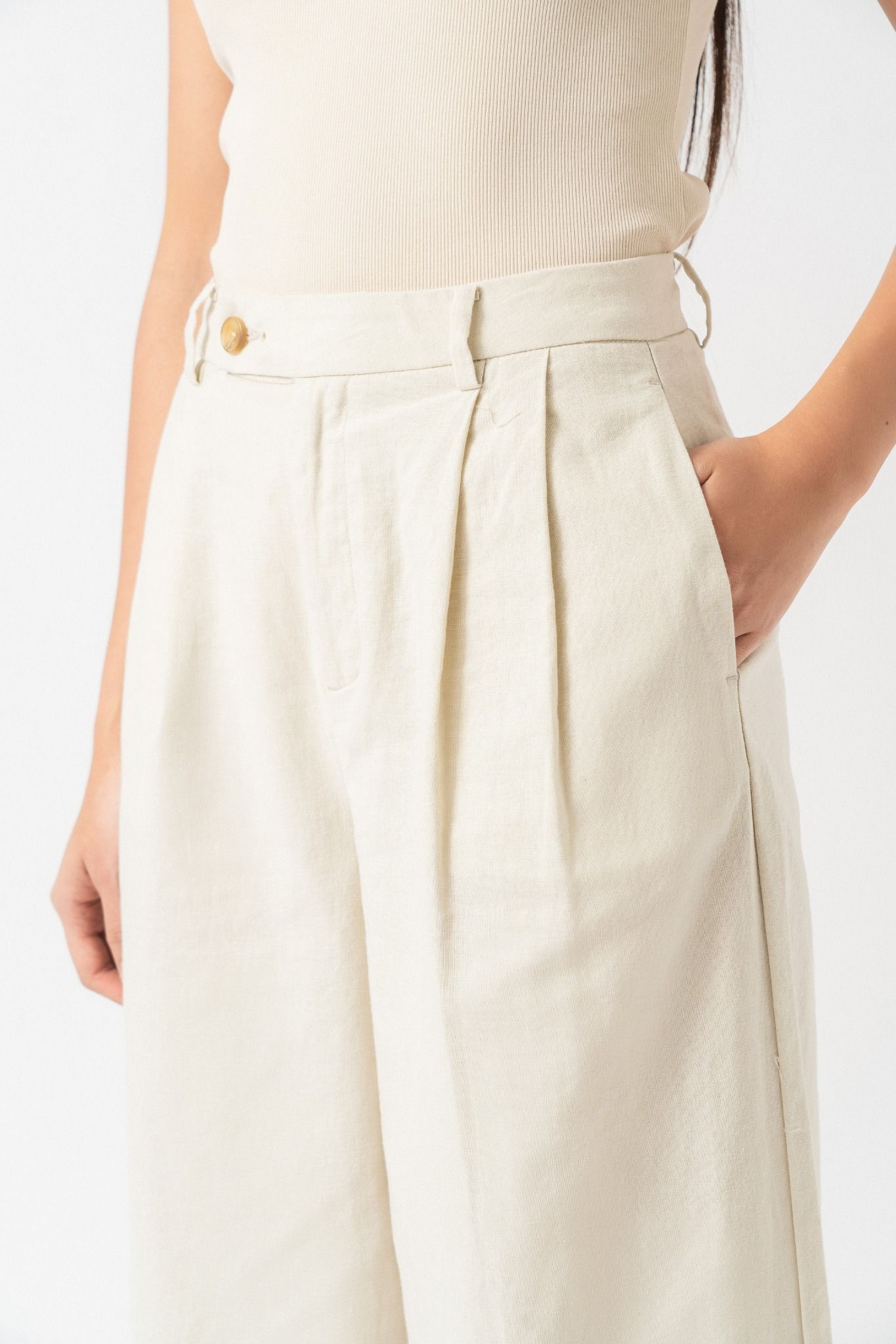  Quần nữ  ống rộng linen 