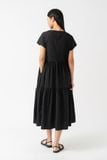  Đầm midi nữ poplin xếp tầng 
