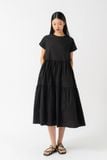  Đầm midi nữ poplin xếp tầng 