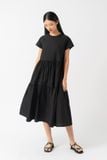  Đầm midi nữ poplin xếp tầng 