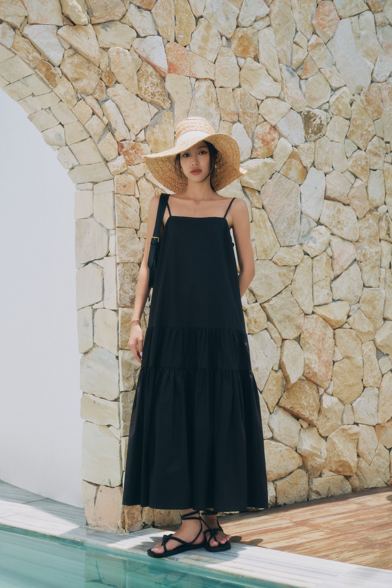  Váy polin maxi, điều chỉnh dây vai 