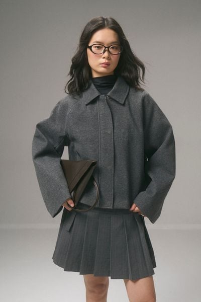  Áo khoác nữ dáng Boxy Crop vải dạ 