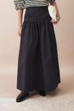  Chân váy midi nữ vải Poplin xếp ly ngang eo 