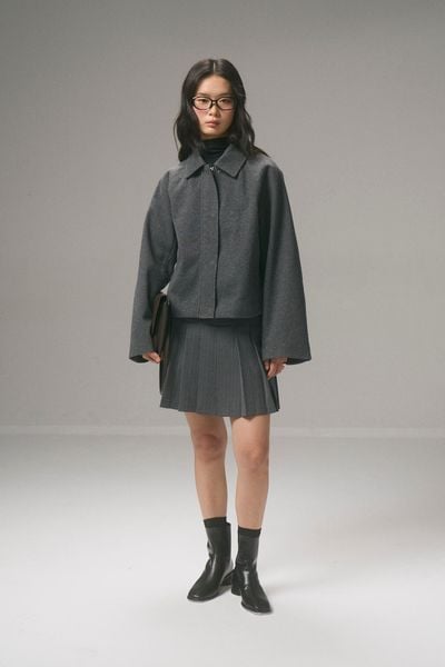  Áo khoác nữ dáng Boxy Crop vải dạ 