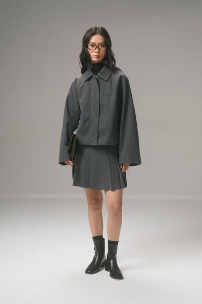  Chân váy Mini nữ xếp ly vải Suiting họa tiết kẻ 
