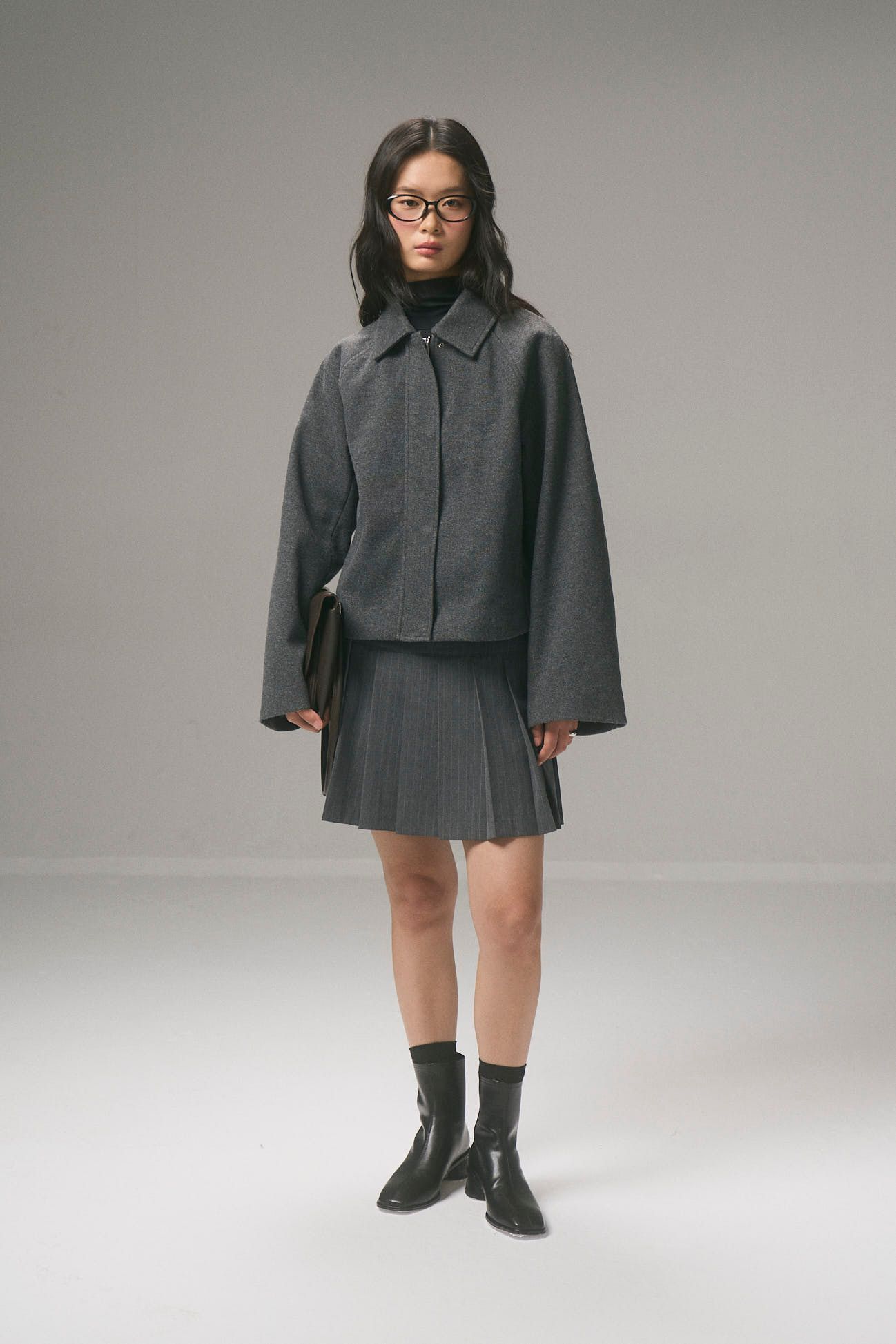  Chân váy Mini nữ xếp ly vải Suiting họa tiết kẻ 