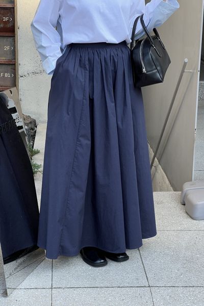  Chân váy midi nữ vải Poplin dáng xòe 