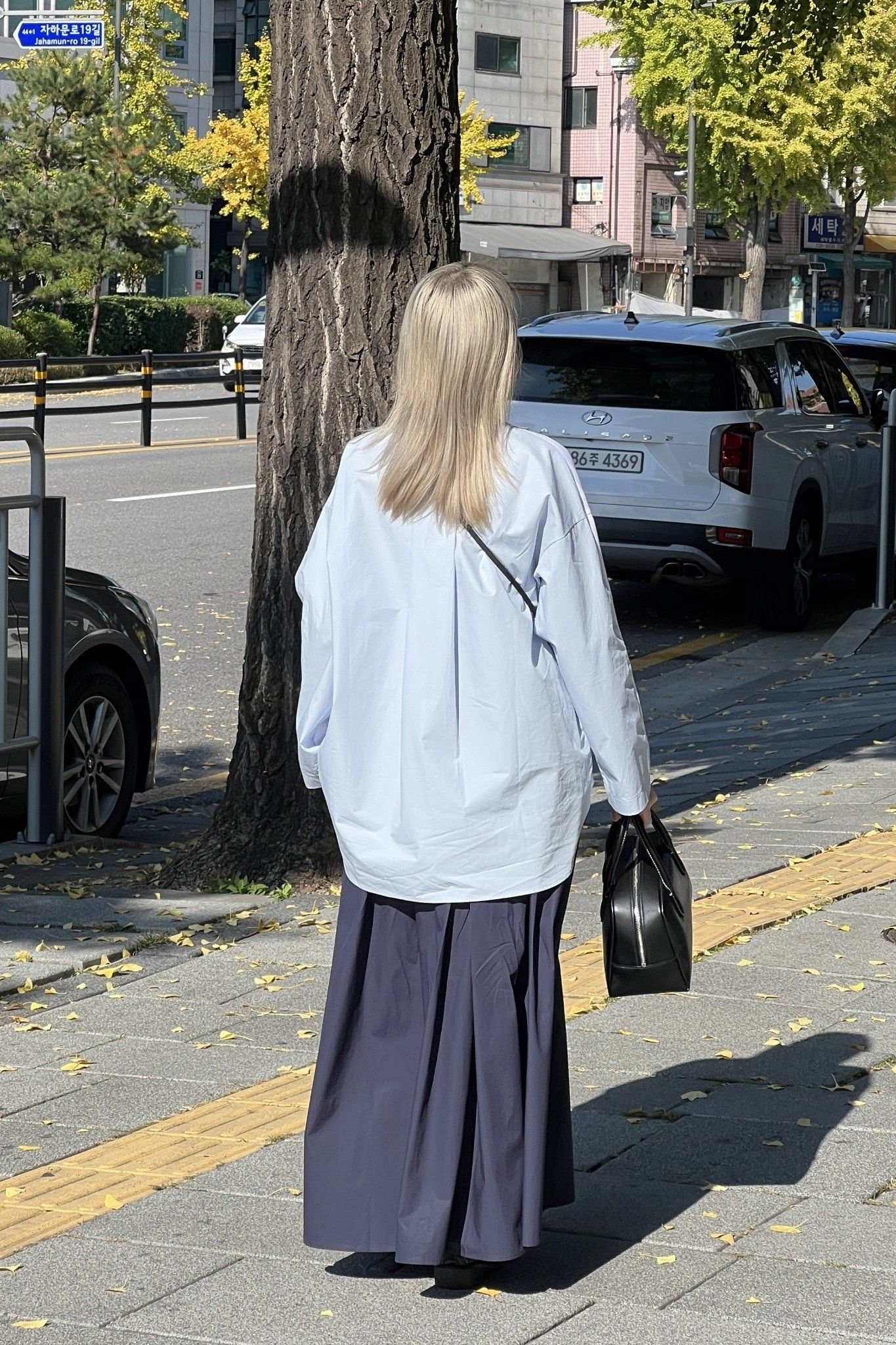  Áo thun dài tay Oversize phối vải Poplin 