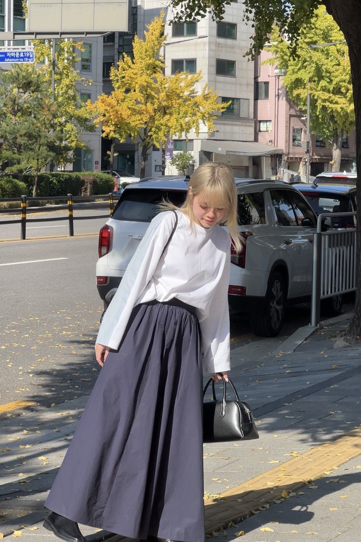  Áo thun dài tay Oversize phối vải Poplin 