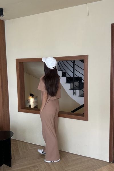  Bộ quần áo Nữ vải Waffle thêu họa tiết dáng suông 