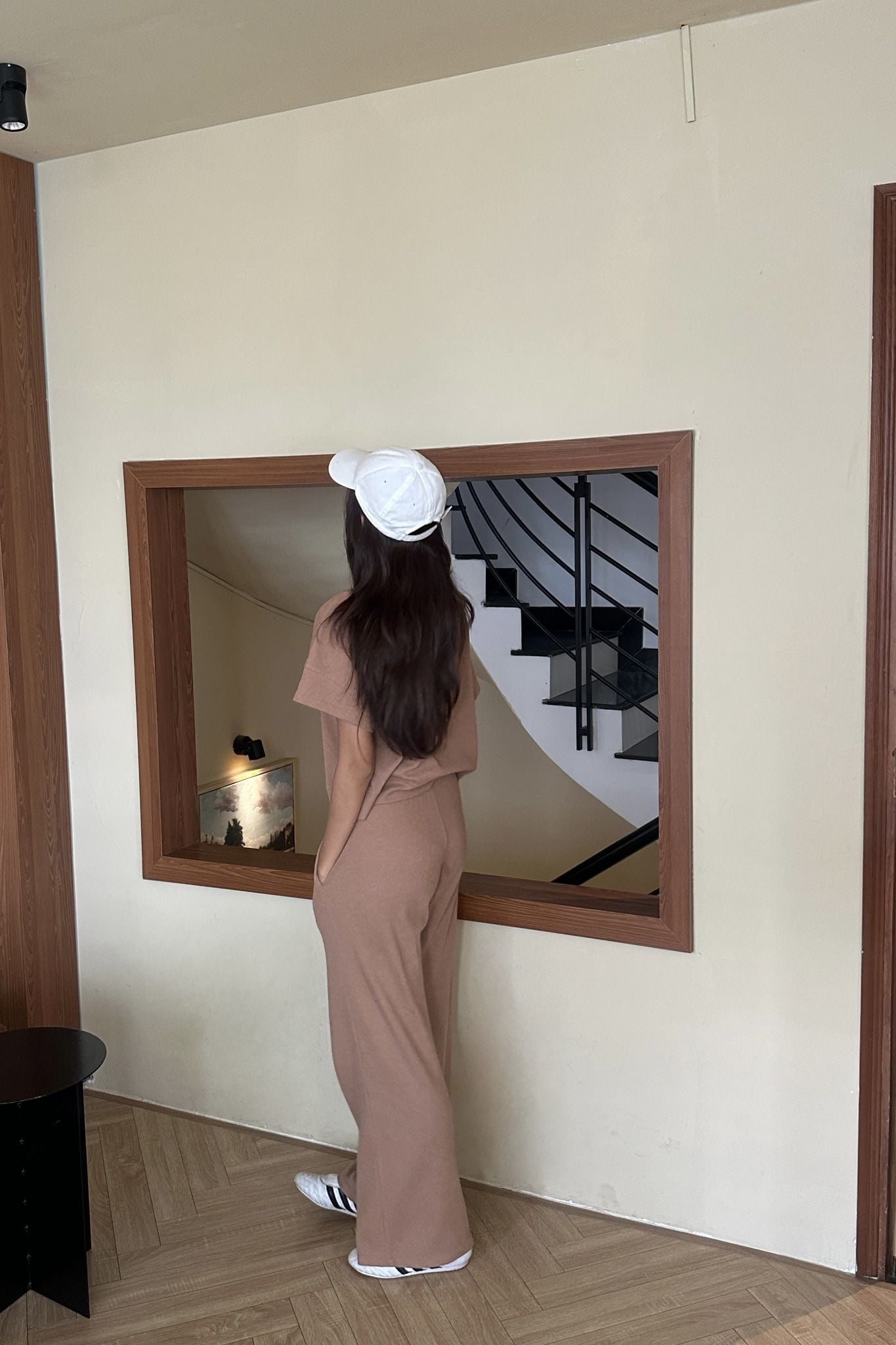  Bộ quần áo Nữ vải Waffle thêu họa tiết dáng suông 