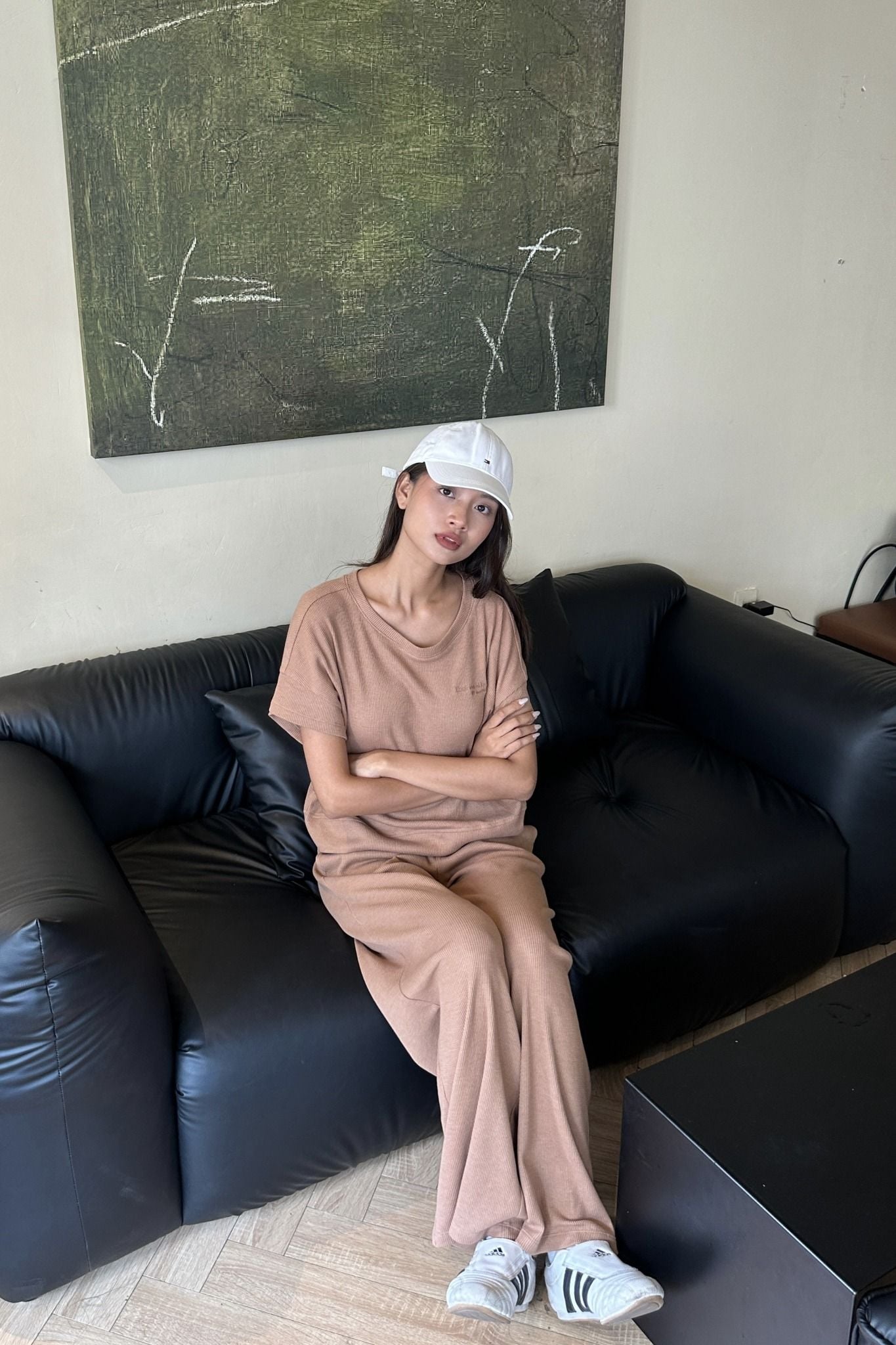  Bộ quần áo Nữ vải Waffle thêu họa tiết dáng suông 