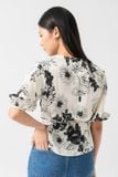  Áo nữ kiểu wrap vải lụa satin in hoa 