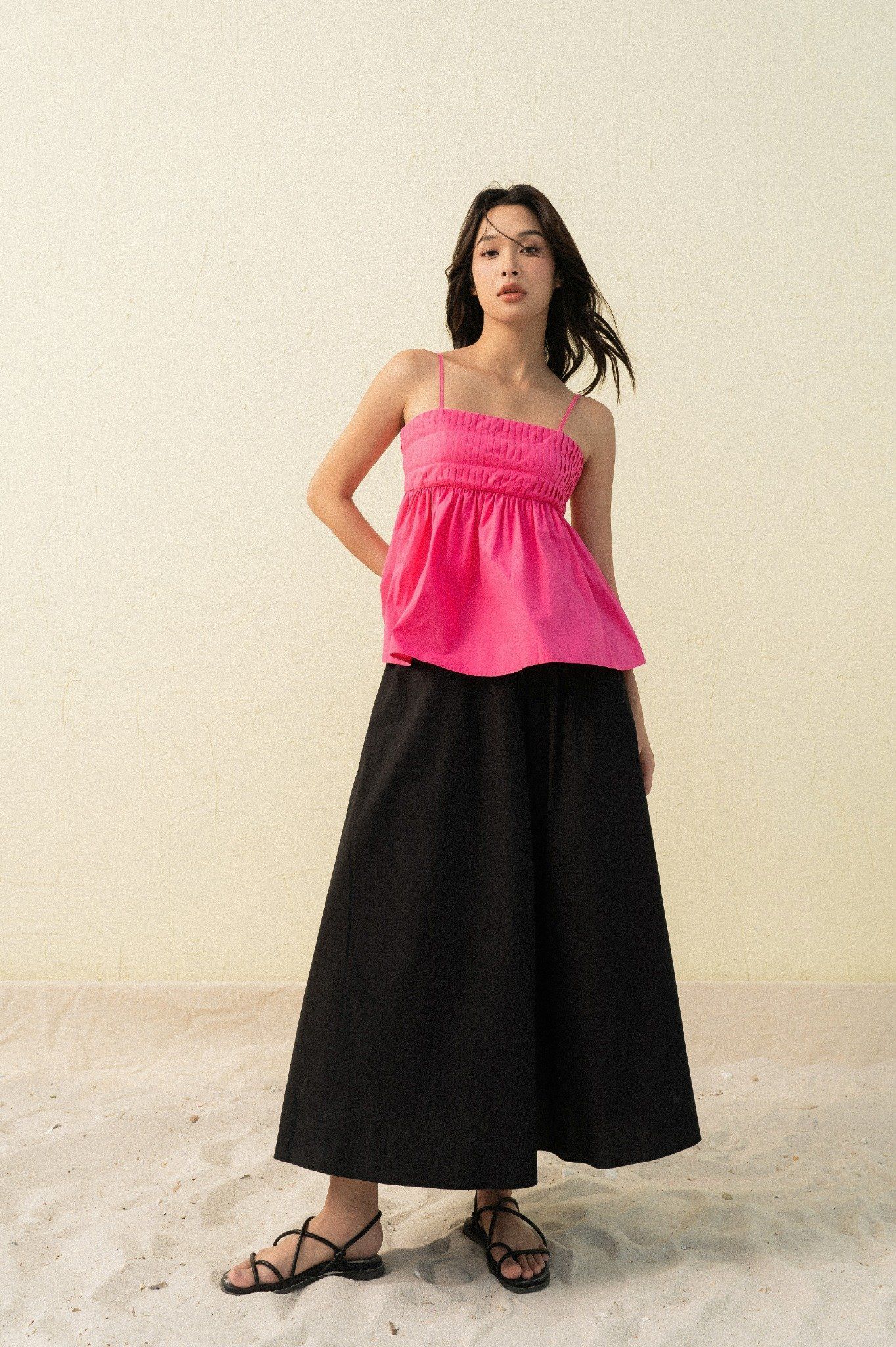  Chân váy maxi nữ poplin 