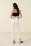 Quần Jeans nữ cạp cao dáng slim straight xỏa gấu 