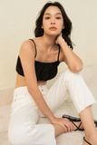  Quần Jeans nữ cạp cao dáng slim straight xỏa gấu 