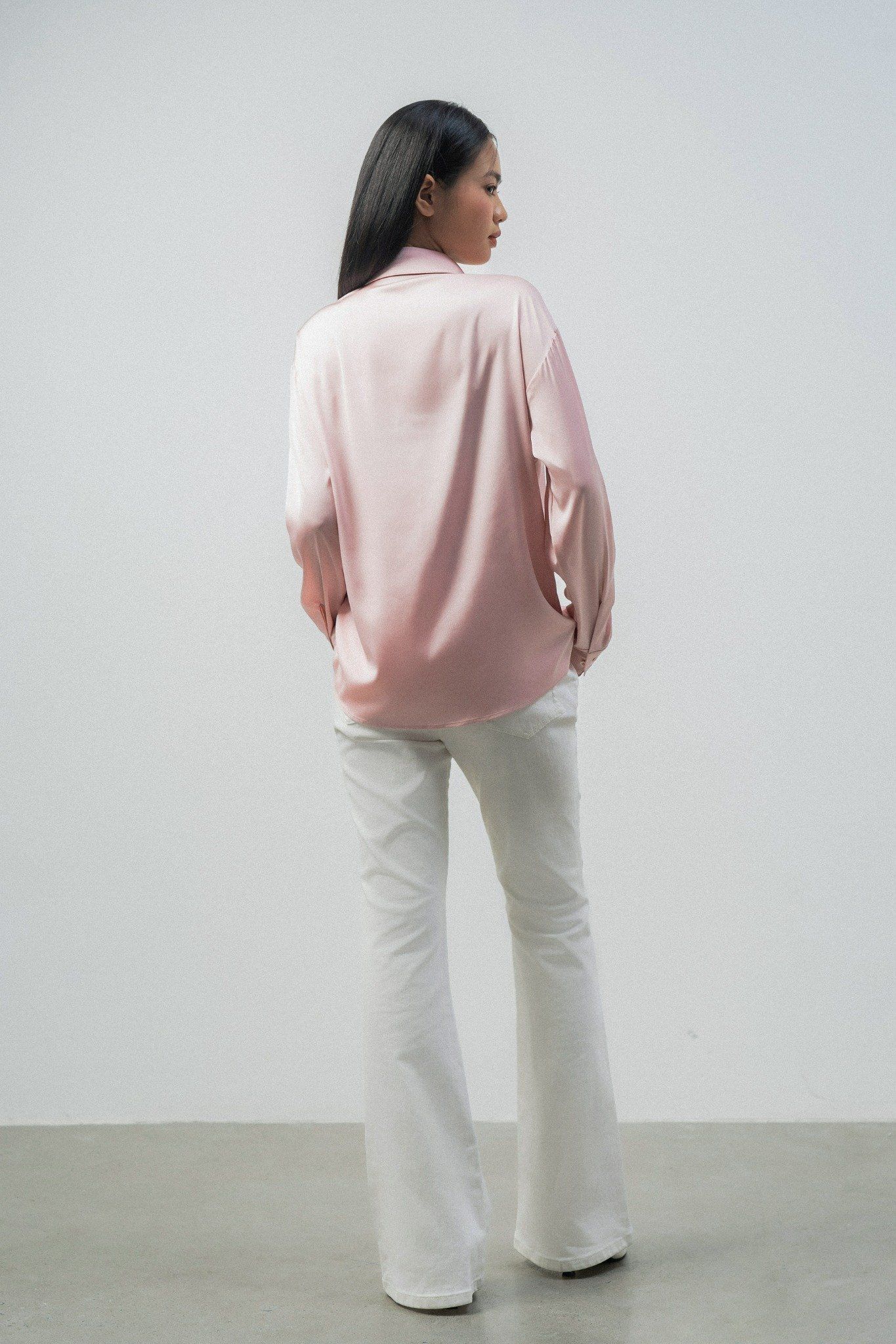  Áo sơ mi nữ vải lụa satin 