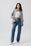  Áo sơ mi nữ vải kẻ poplin dáng relax 