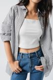  Áo sơ mi nữ vải kẻ poplin dáng relax 