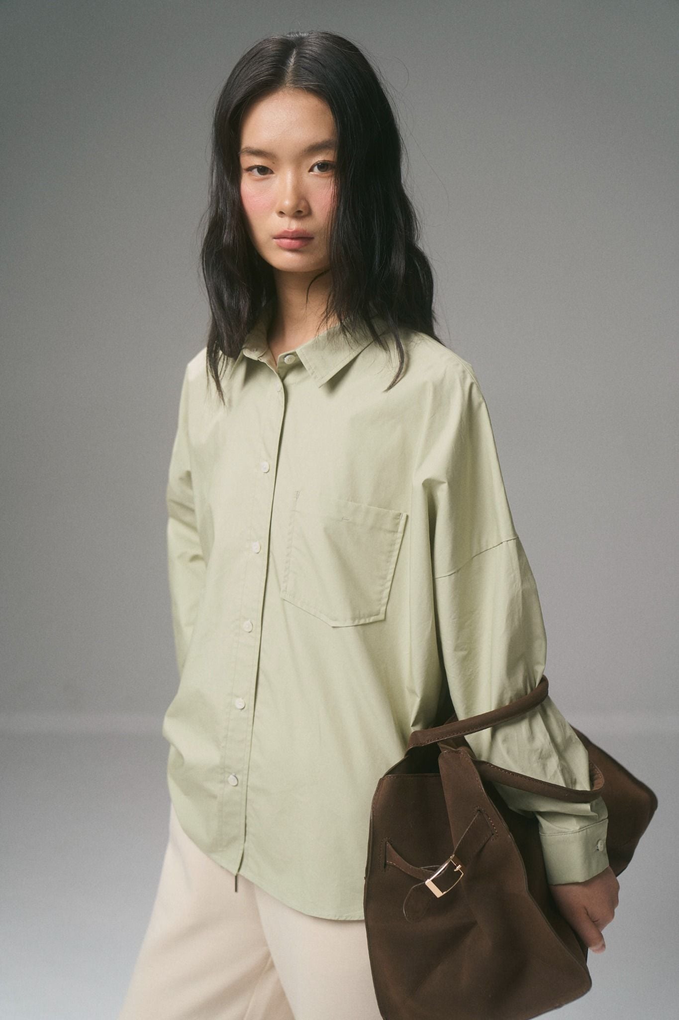  Áo sơ mi nữ Ovesize vải Poplin 