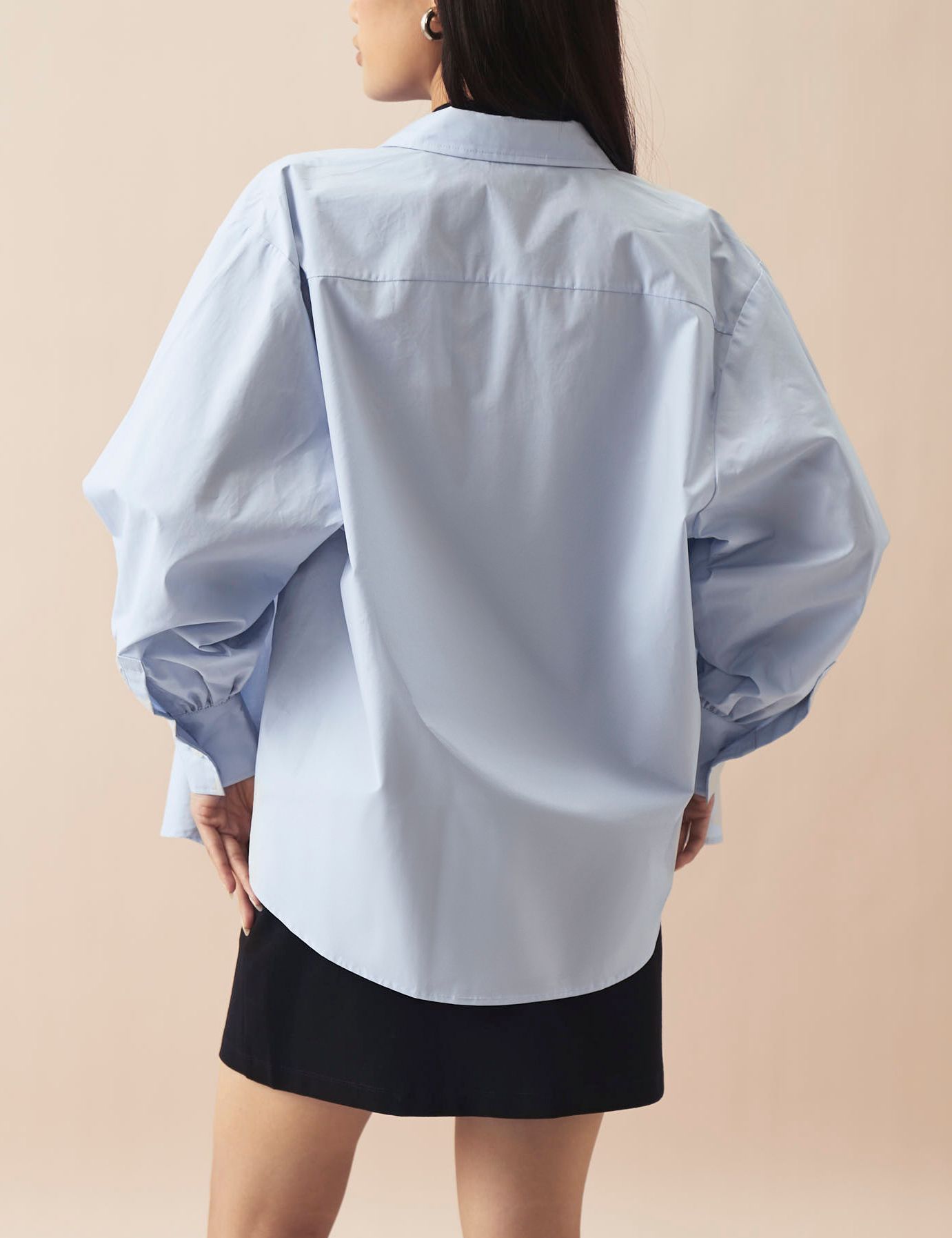  Áo sơ mi nữ tay bồng dáng rộng vải Poplin 