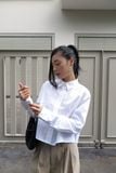  Áo sơ mi Nữ can thân dáng Boxy crop vải Poplin 